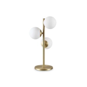 Ideal Lux Perlage TL03 292472 - настолна лампа с бяло матирано стъкло и метал в цвят месинг, общ изглед