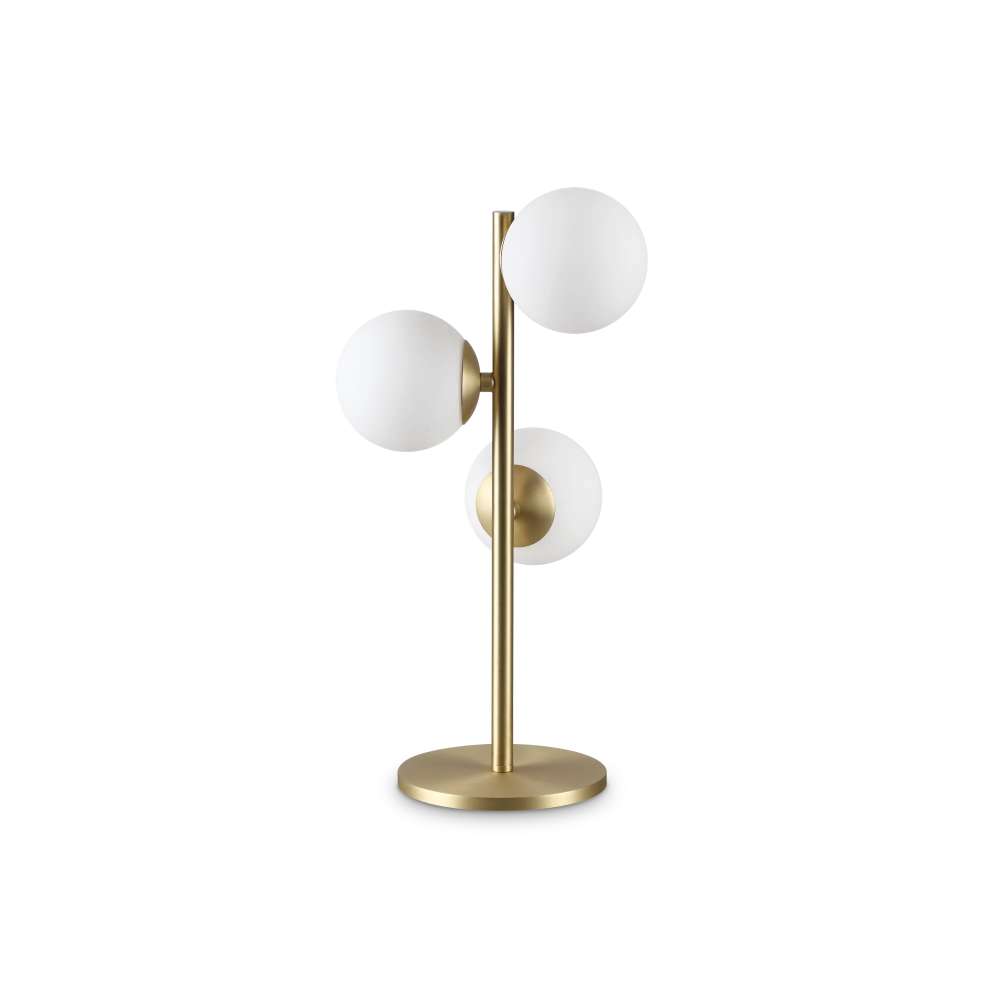 Ideal Lux Perlage TL03 292472 - настолна лампа с бяло матирано стъкло и метал в цвят месинг, общ изглед
