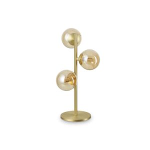 Ideal Lux Perlage TL03 322759 - настолна лампа с кехлибарено стъкло и метал в цвят месинг, общ изглед