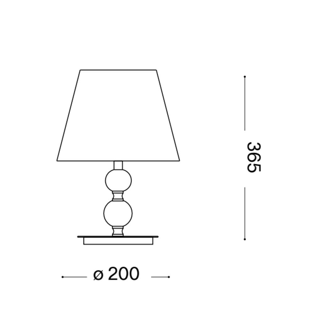 Официална схема с размерите на Ideal Lux Queen TL1 Small 077734 в милиметри
