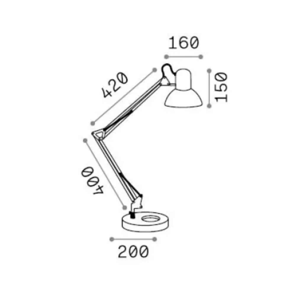 Схема с размери на настолна лампа Ideal Lux Wally TL1 265278