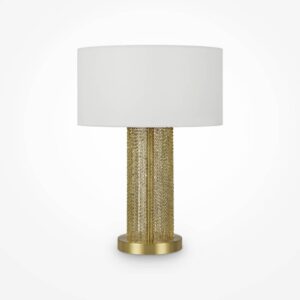 Maytoni Impressive MOD151TL-01G - златиста настолна лампа с бял текстилен абажур