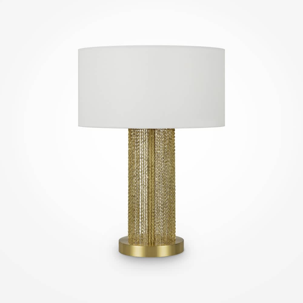 Maytoni Impressive MOD151TL-01G - златиста настолна лампа с бял текстилен абажур