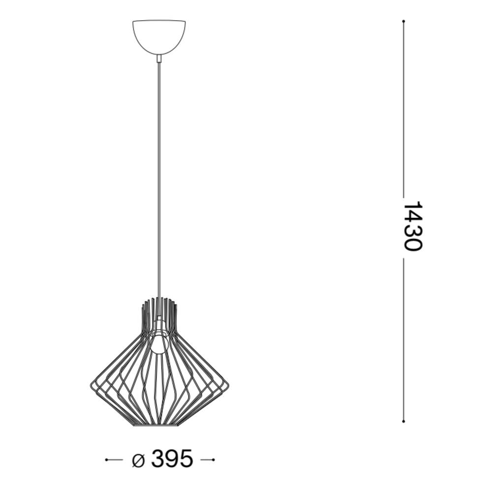 Диаметър и максимална обща височина в милиметри на пендел Ideal Lux Ampolla-4 SP1 167497