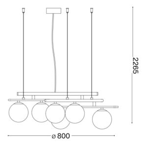 Ideal Lux Atlas SP6 ORO 365121 - схема с размери Схема с размери на Ideal Lux Atlas SP6 ORO 365121