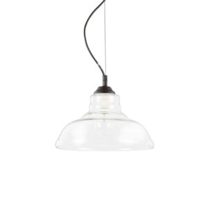 Пендел за барплот Ideal Lux Bistro' SP1 Plate 112336 с плитък прозрачен абажур с отвор надолу