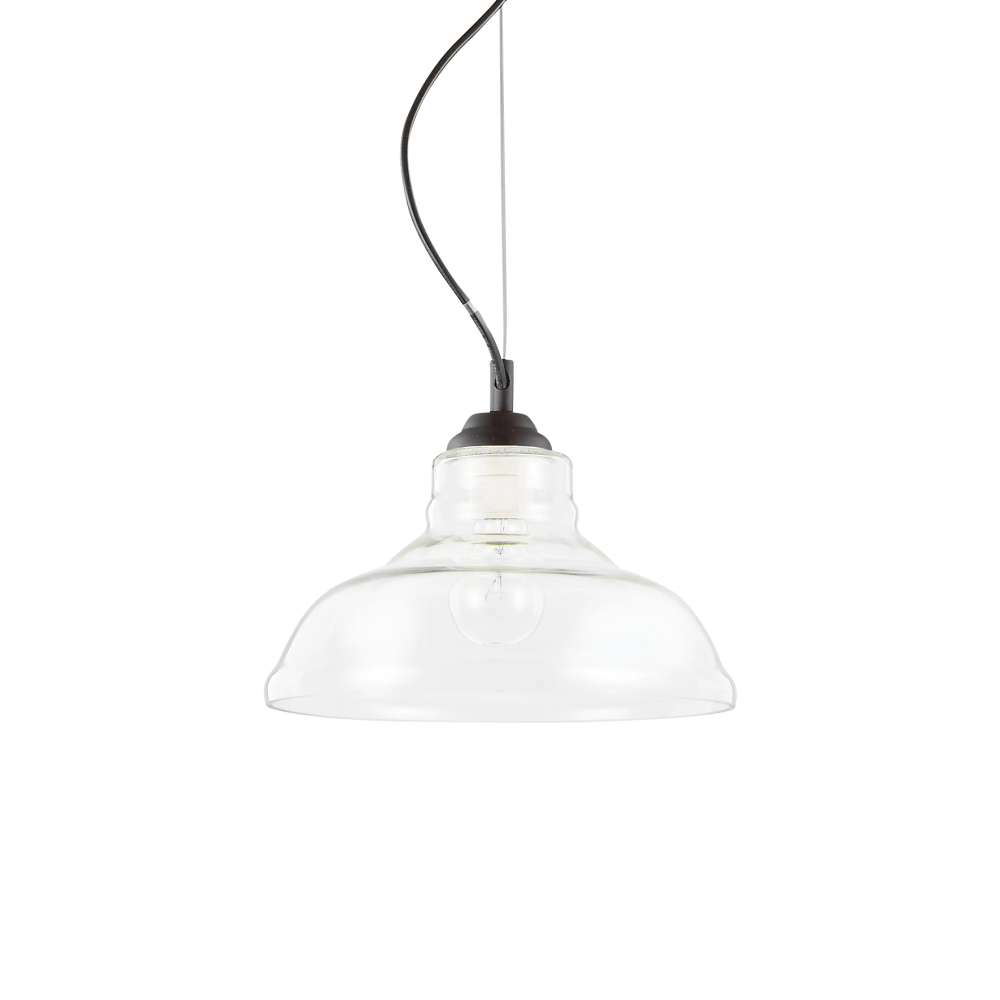 Пендел за барплот Ideal Lux Bistro' SP1 Plate 112336 с плитък прозрачен абажур с отвор надолу