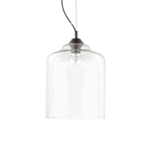 Пендел за хол Ideal Lux Bistro' SP1 Square 112305 с прозрачен цилиндричен стъклен абажур