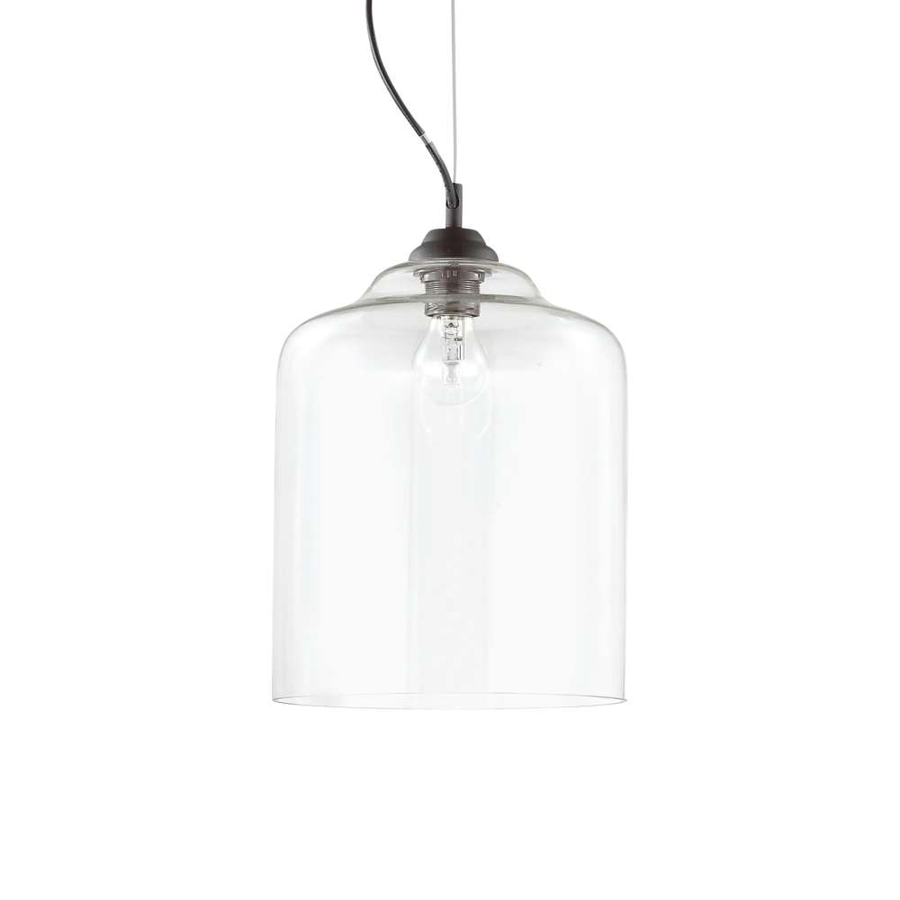 Пендел за хол Ideal Lux Bistro' SP1 Square 112305 с прозрачен цилиндричен стъклен абажур