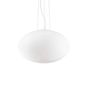 Пендел Ideal Lux Candy SP1 D50 086743 със заоблен бял стъклен дифузер и метални части в никелов цвят