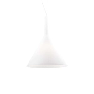 Бял стъклен пендел Ideal Lux Cocktail SP1 Big 074313 с конусовиден абажур Ø35 см