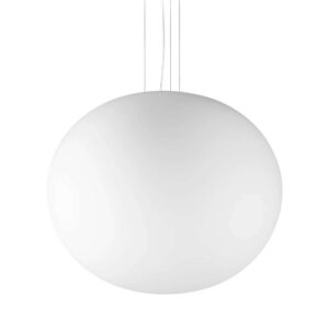 Пендел Ideal Lux Cotton SP1 D50 344591 с голям бял стъклен абажур Ø50 см и метални въжета