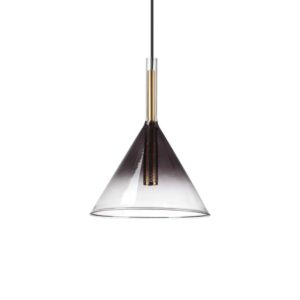 Пендел Ideal Lux Empire SP1 Cono 309798 с конусовиден абажур от опушено стъкло с преход към прозрачно