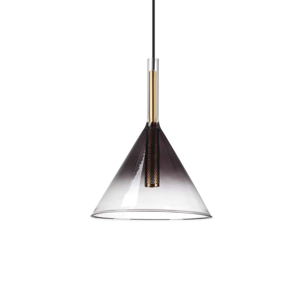 Пендел Ideal Lux Empire SP1 Cono 309798 с конусовиден абажур от опушено стъкло с преход към прозрачно