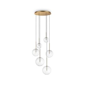 Пендел Ideal Lux Equinoxe SP06 317243 - месингово покритие и прозрачно стъкло
