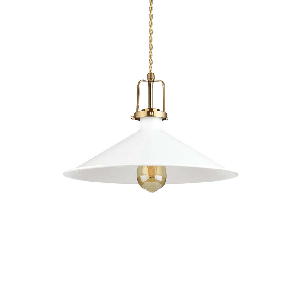 Пендел Ideal Lux Eris-4 SP1 238210 - бял метален абажур със златист държач