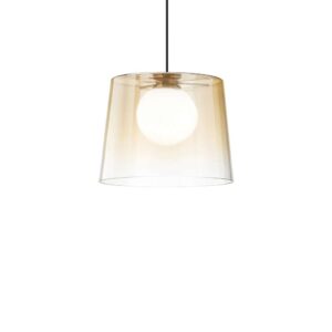 Пендел Ideal Lux Fade SP1 271316 с кехлибарен външен абажур и бял сферичен дифузер
