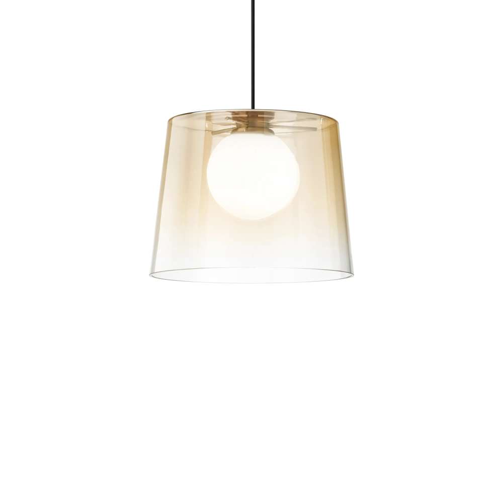 Пендел Ideal Lux Fade SP1 271316 с кехлибарен външен абажур и бял сферичен дифузер