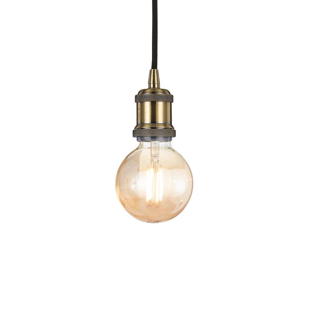 Пендел Ideal Lux Frida SP1 122083 с черен кабел и месингов цвят на капачката на фасунгата