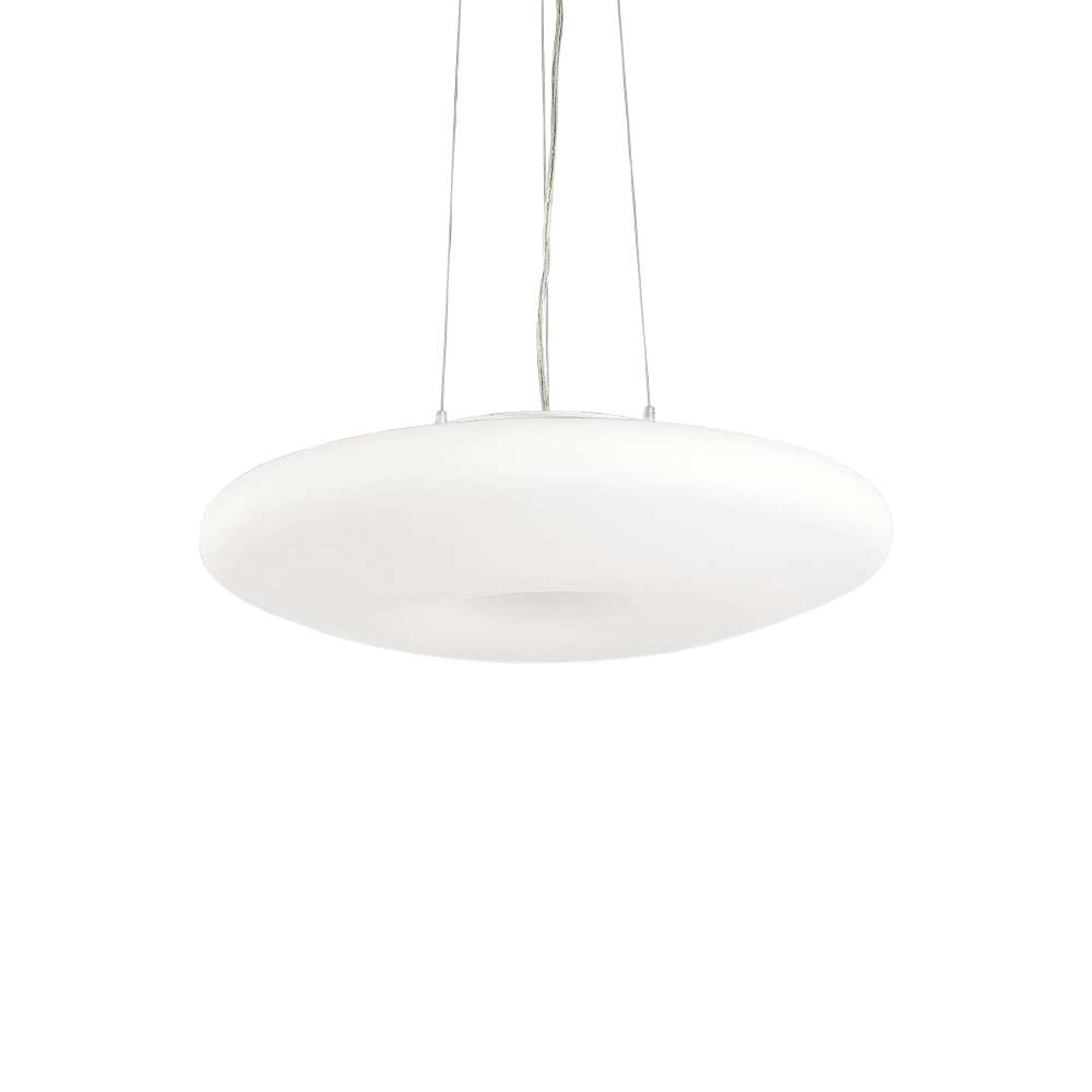 Пендел със стоманени въжета Ideal Lux Glory SP3 D50 019734 с бял стъклен дифузер