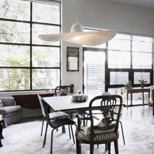 Пендел Ideal Lux Madame SP1 в цвят слонова кост над трапезна маса