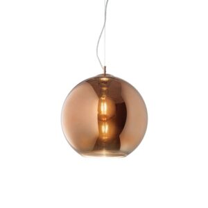 Пендел Ideal Lux Nemo SP1 D20 RAME 250328 с абажур от стъкло в меден цвят Ø20 см