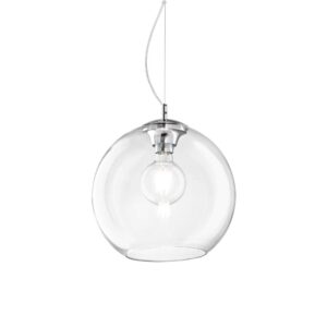Пендел Ideal Lux Nemo SP1 D30 TRASPARENTE 052809 с абажур от прозрачно стъкло Ø30 см