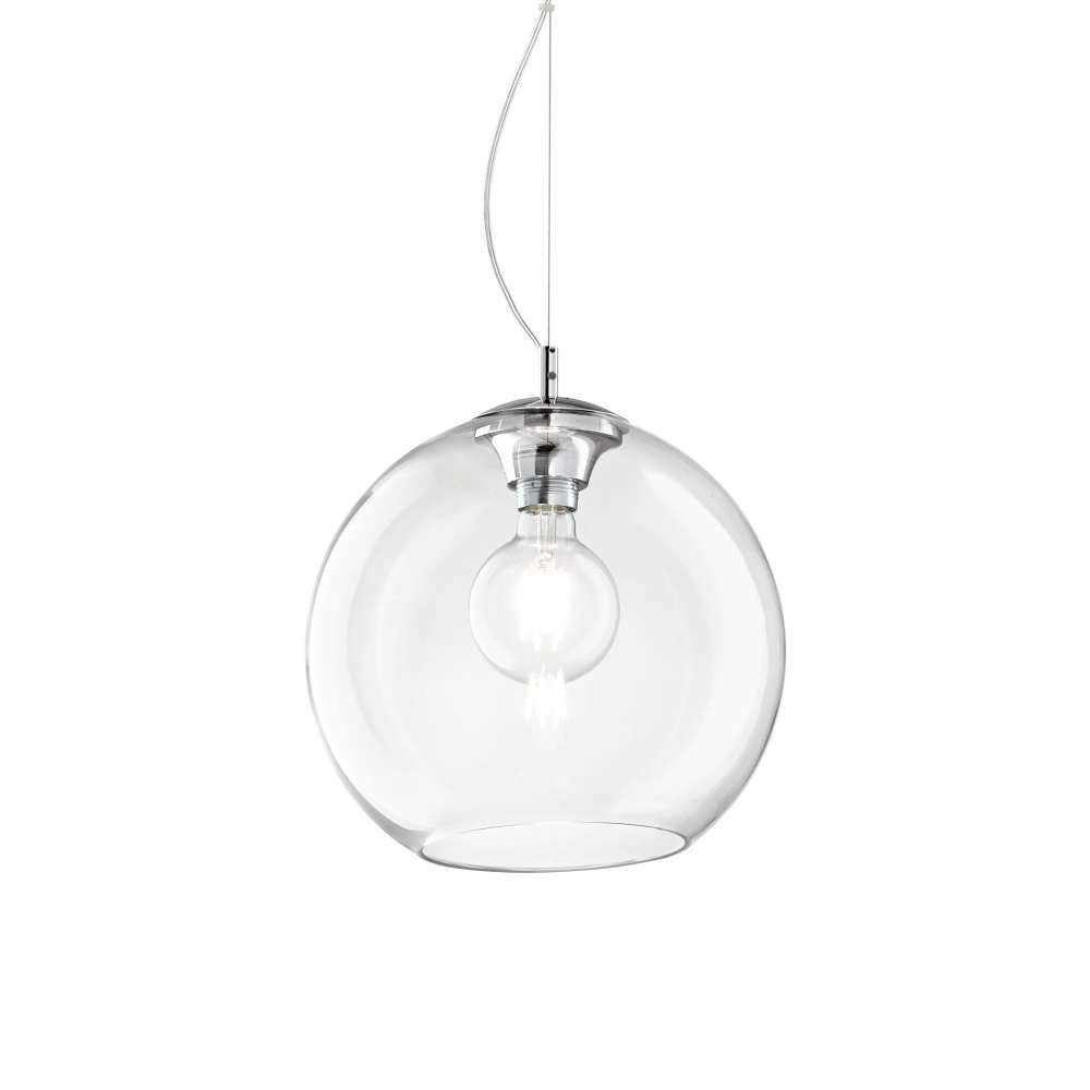 Пендел Ideal Lux Nemo SP1 D30 TRASPARENTE 052809 с абажур от прозрачно стъкло Ø30 см