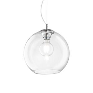 Пендел Ideal Lux Nemo SP1 D40 TRASPARENTE 052816 с абажур от прозрачно стъкло Ø40 см