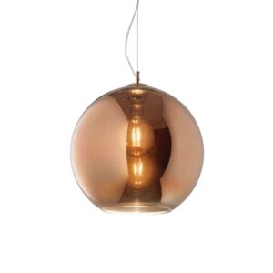 Пендел Ideal Lux Nemo SP1 D40 RAME 111919 с абажур от стъкло в меден цвят Ø40 см