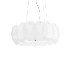 Пендел Ideal Lux Ovalino SP8 090481 с припокриващи се кръгли плочки от матирано бяло стъкло