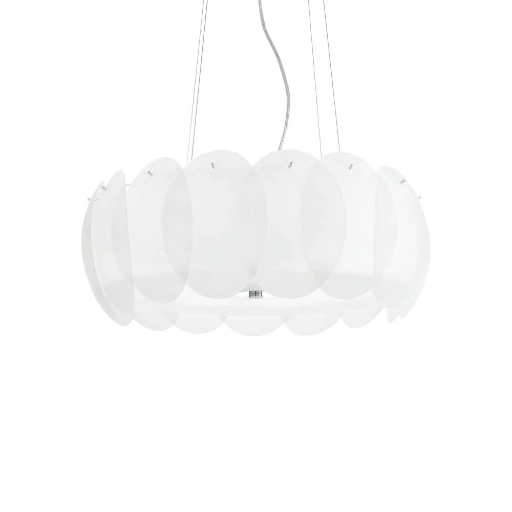 Пендел Ideal Lux Ovalino SP8 090481 с припокриващи се кръгли плочки от матирано бяло стъкло