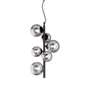 Ideal Lux Perlage SP06 271422 - пендел с опушено стъкло и черен метал, общ изглед