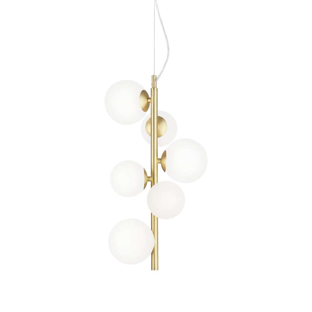 Ideal Lux Perlage SP06 283821 - пендел с бяло матирано стъкло и метал в цвят месинг, общ изглед