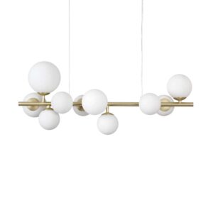 Ideal Lux Perlage SP10 283791 - пендел с бяло матирано стъкло и метал в цвят месинг, общ изглед