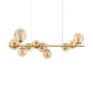 Ideal Lux Perlage SP10 322766 - пендел с кехлибарено стъкло и метал в цвят месинг, общ изглед