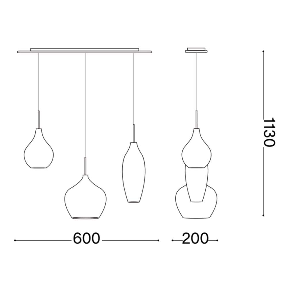 Схема с размери на пендел Ideal Lux Soft SP3 111858