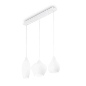 Бял пендел за трапезария Ideal Lux Soft SP3 111858 с три бели стъклени абажура в редица