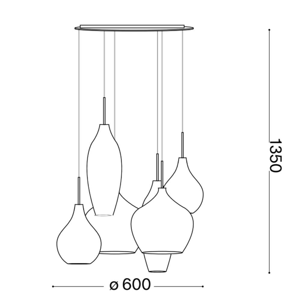 Схема с размери на пендел Ideal Lux Soft SP6 111841