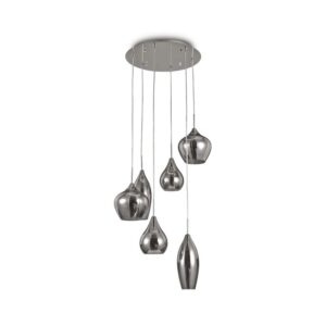 Пендел за хол Ideal Lux Soft SP6 111841 с шест опушени абажура на различни височини