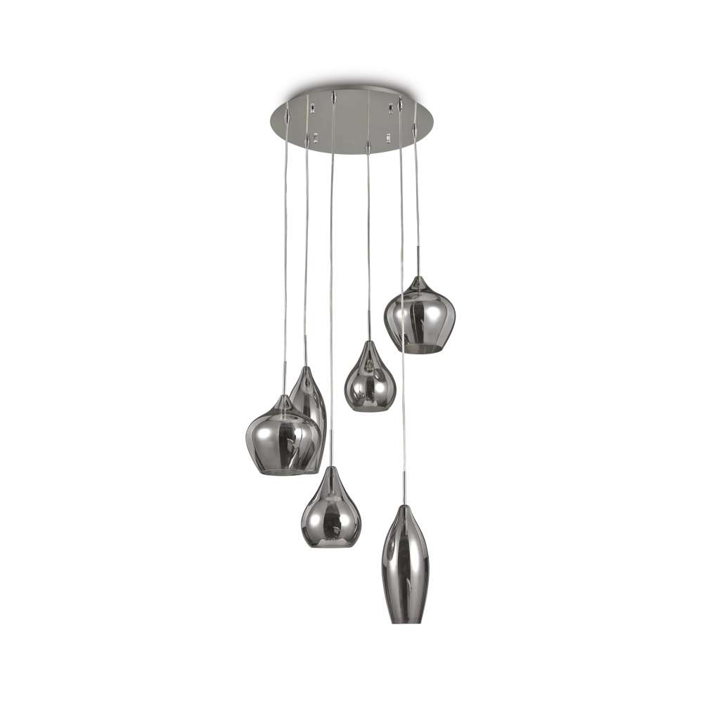 Пендел за хол Ideal Lux Soft SP6 111841 с шест опушени абажура на различни височини