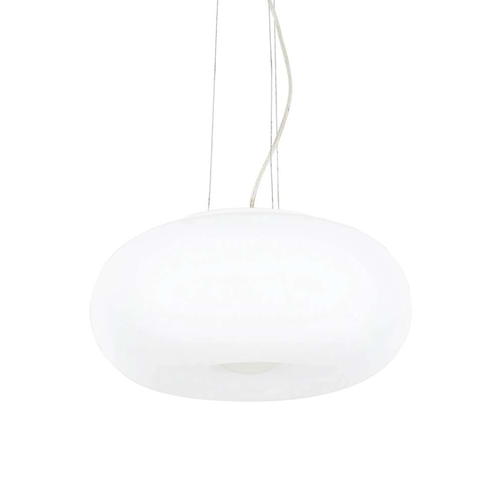 Пендел Ideal Lux Ulisse SP3 D42 095226 с бял стъклен абажур и стоманени въжета