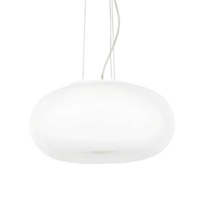 Пендел Ideal Lux Ulisse SP3 D52 098616 с бял стъклен абажур и стоманени въжета