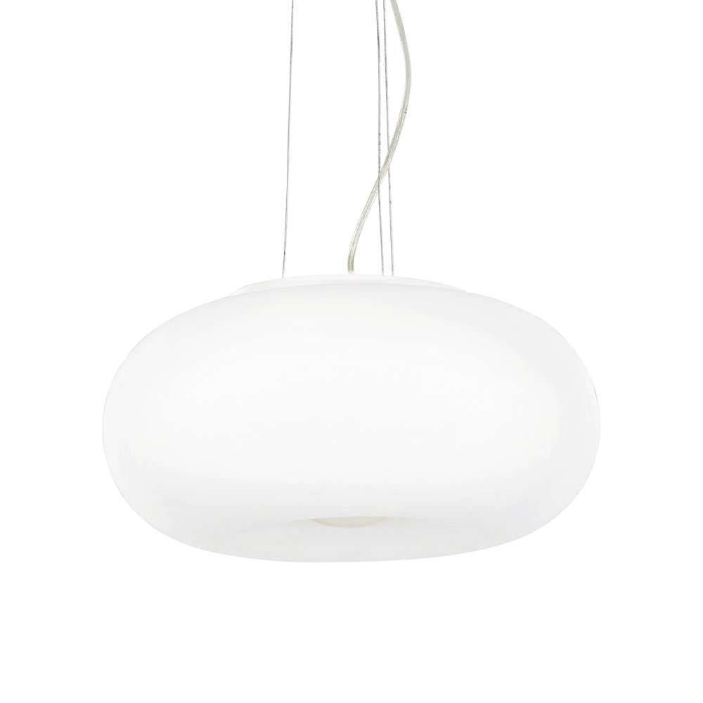 Пендел Ideal Lux Ulisse SP3 D52 098616 с бял стъклен абажур и стоманени въжета