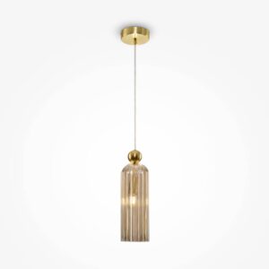 Пендел Maytoni Antic MOD302PL-01CG със златисто окачване и рифеловано стъкло в цвят коняк