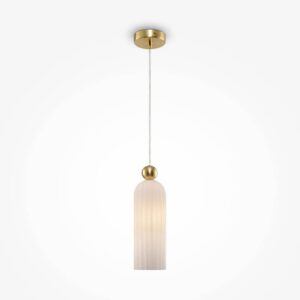 Пендел Maytoni Antic MOD302PL-01W със златисто окачване и рифеловано бяло стъкло