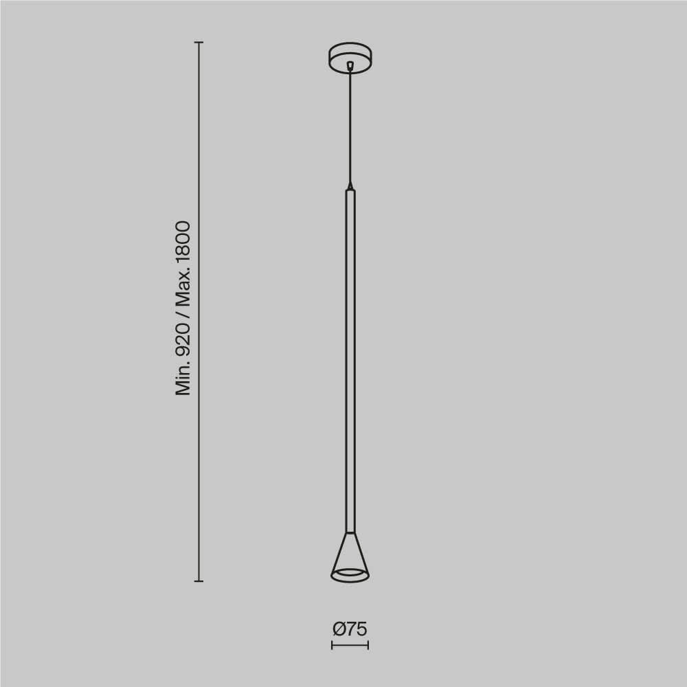 Пендел Maytoni Arrow P064PL-01W, схема с размери