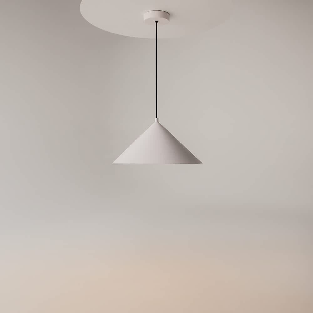 Пендел Maytoni Basic colors MOD167PL-01W с бял конусовиден метален абажур на сив фон