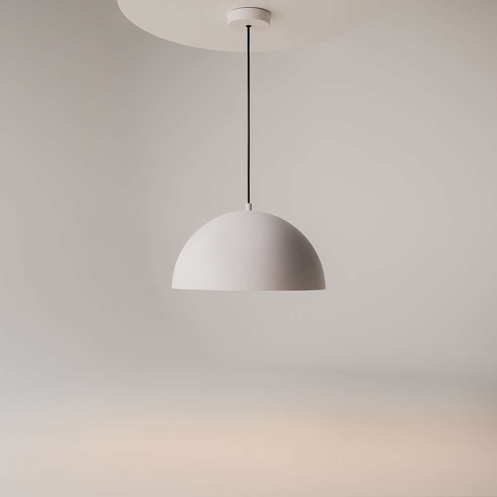 Пендел Maytoni Basic colors MOD168PL-01W с бял полусферичен метален абажур на сив фон