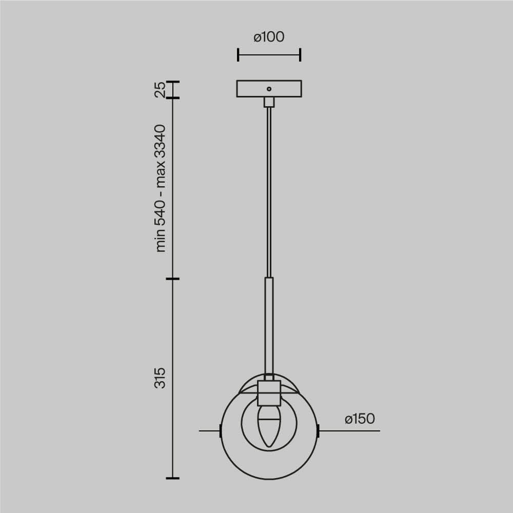 Maytoni Basic form MOD521PL-01G1 - схема с размери
